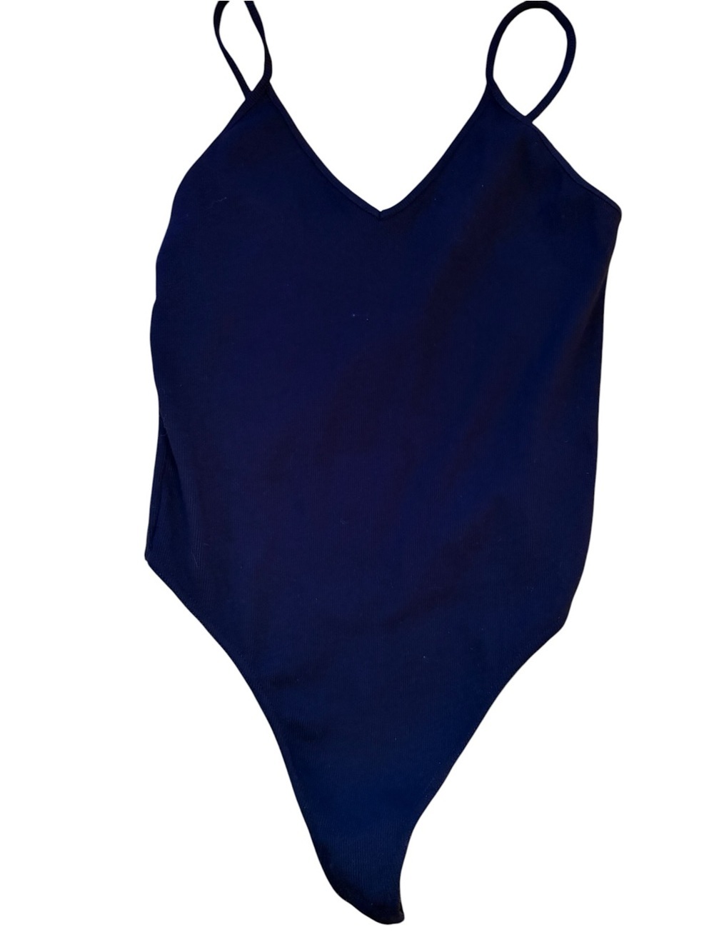 BP. Black Ribbed V-Neck Thong Bodysuit
